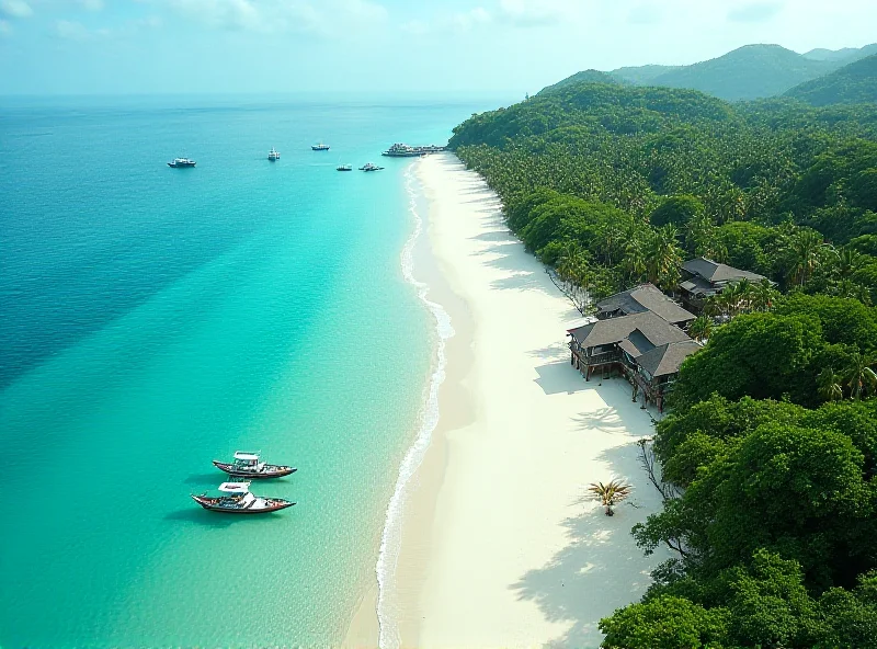 Stunning aerial view of a luxury resort in Thailand with turquoise waters and lush greenery.