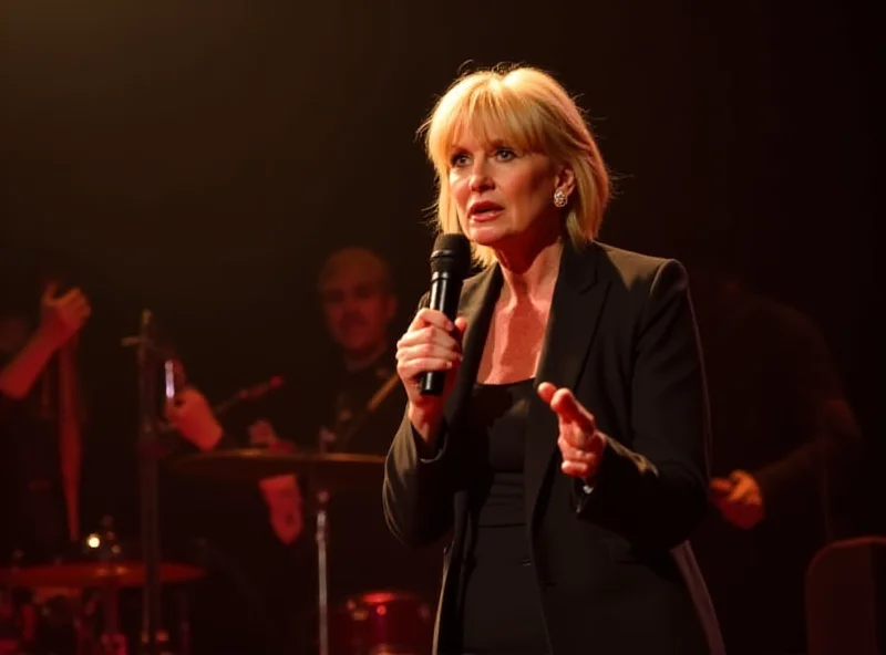 Sue Barker speaking at an event