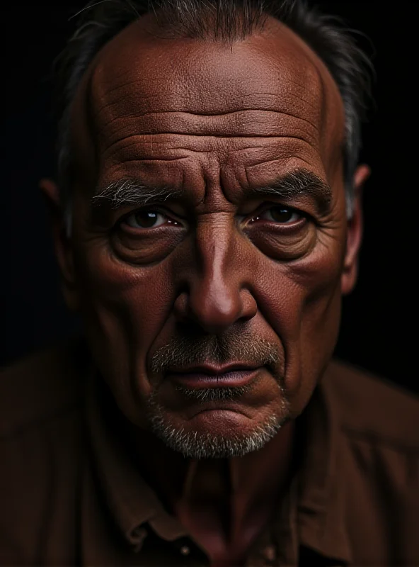 A close-up portrait of Olivier de Sagazan with clay on his face, looking directly at the camera.