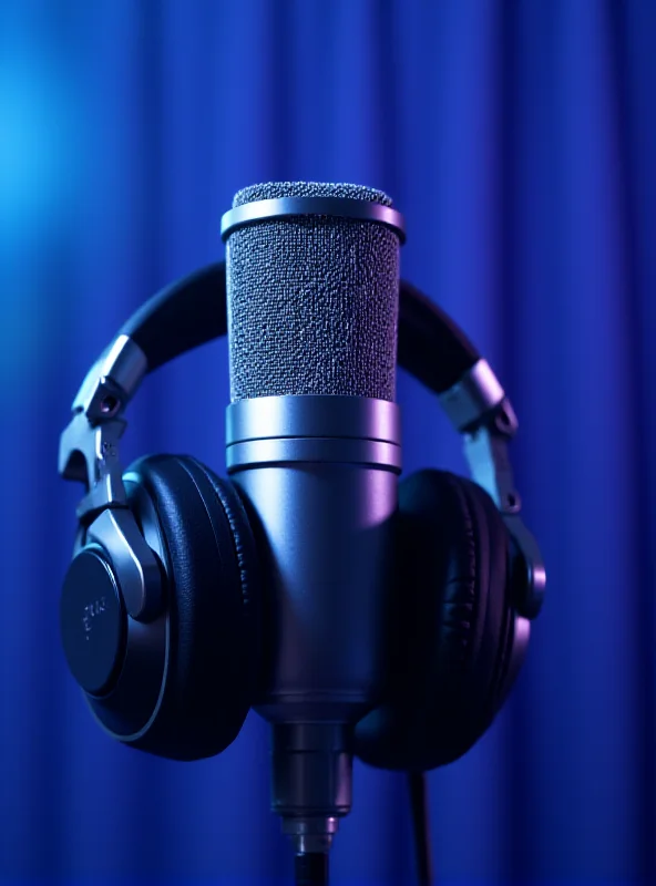 A microphone with headphones, representing the podcast format and the diverse audio content being reviewed.