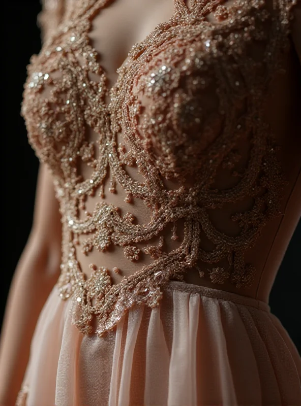 A detailed shot of a dress from the Elisabetta Franchi collection, showcasing intricate details and luxurious fabrics.