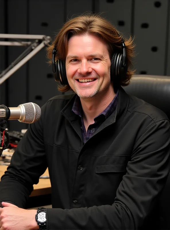 Joe Keery, smiling and wearing headphones, sitting in a BBC Radio One studio with microphones and sound equipment visible.