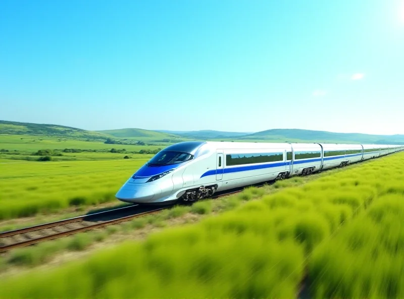 Modern high-speed train speeding through the European countryside