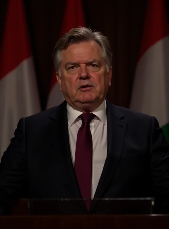 Viktor Orban speaking at a podium
