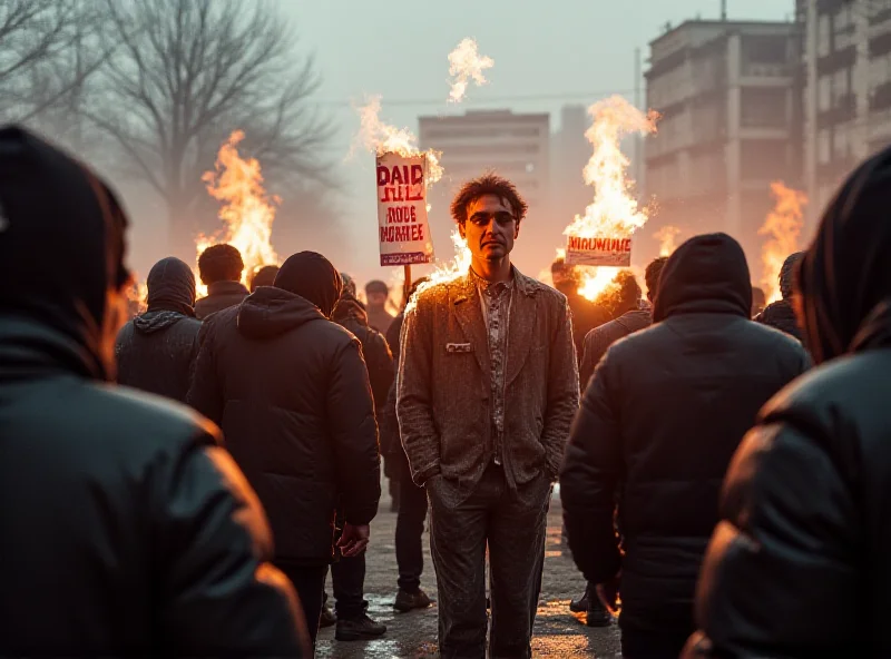 Burning effigy of Ursula von der Leyen during a protest