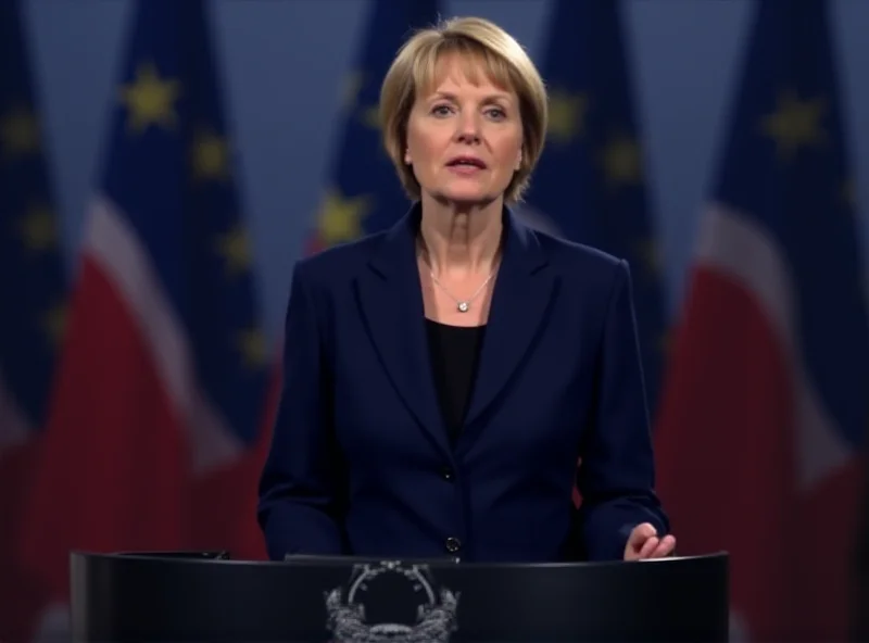 Ursula von der Leyen giving a speech in Brussels