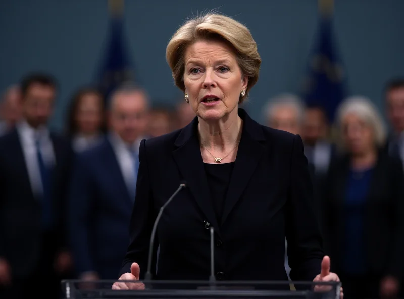 Ursula von der Leyen speaking at a press conference