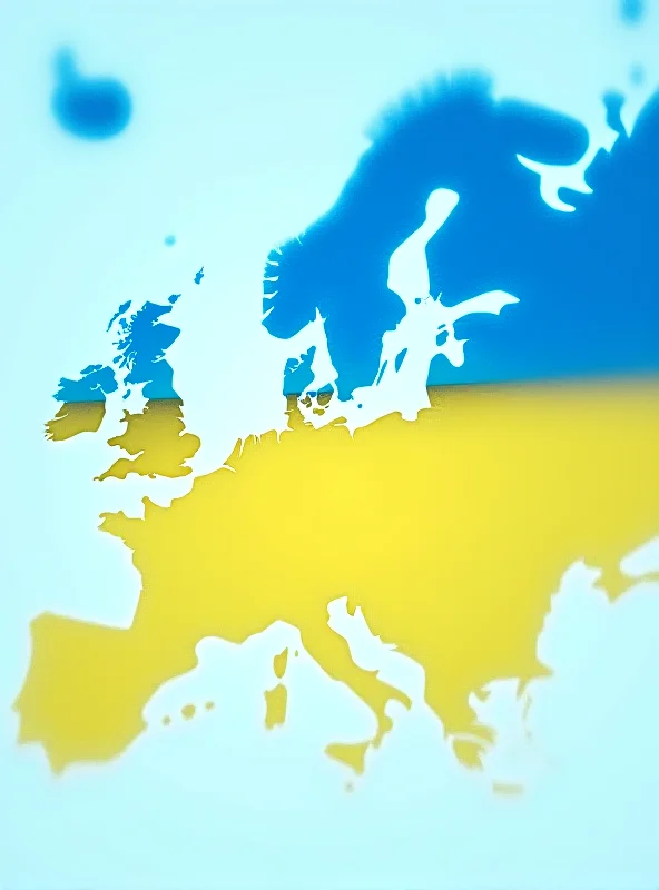 Map of Europe with Ukrainian flag overlayed