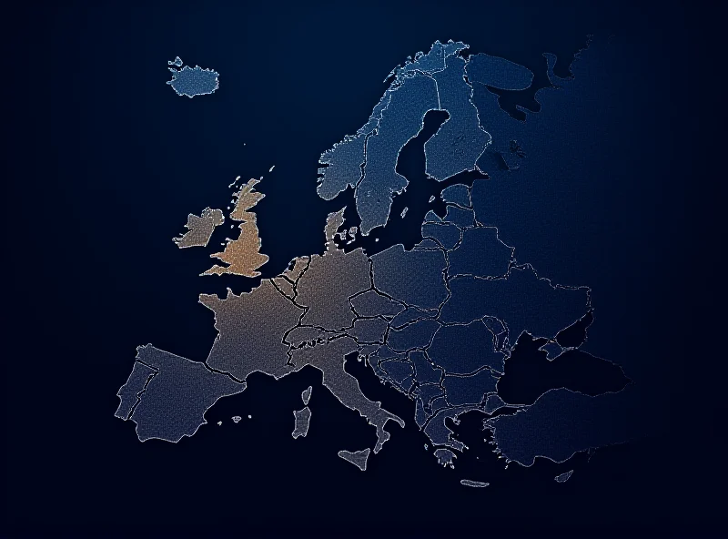 A digital representation of interconnected European countries.