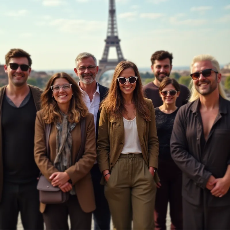 A group of diverse people from different European countries standing together, symbolizing unity and cooperation.