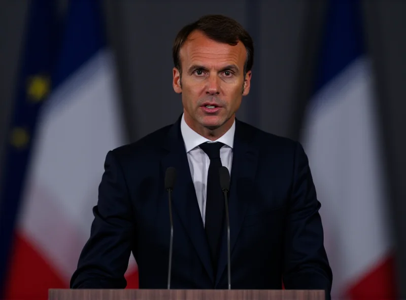 Emmanuel Macron speaking at a podium