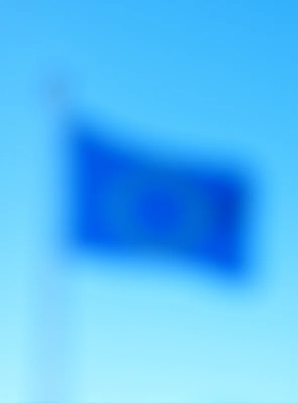 European Union flag waving in the wind.