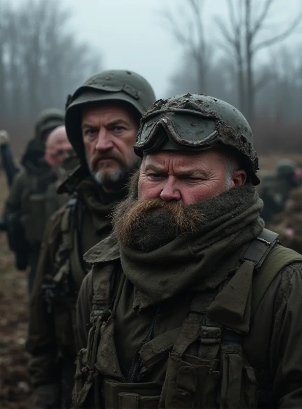 An image of Ukrainian soldiers on the front lines, looking weary but determined.