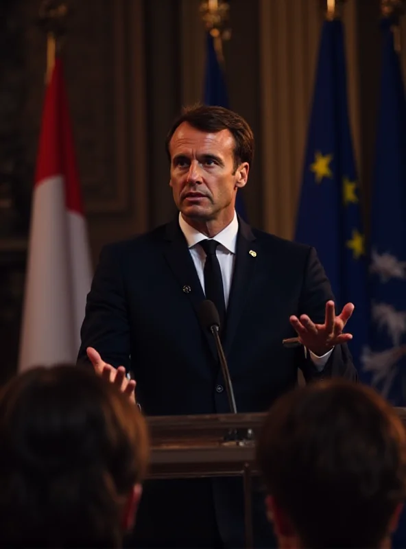 Emmanuel Macron giving a passionate speech to a European audience, emphasizing the need for Europe to take control of its own destiny.