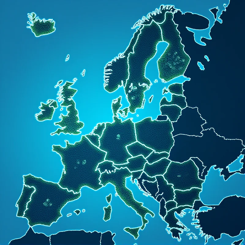 A map of Europe with interconnected lines representing collaboration and joint efforts in defense spending and arms production.