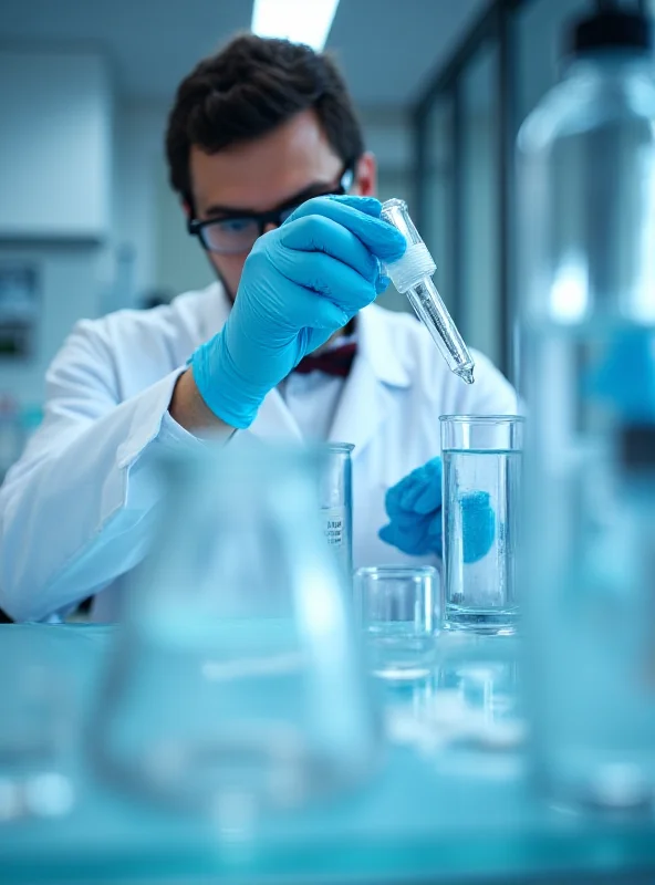 Close-up of a water sample being tested for PFAS contamination in a laboratory.