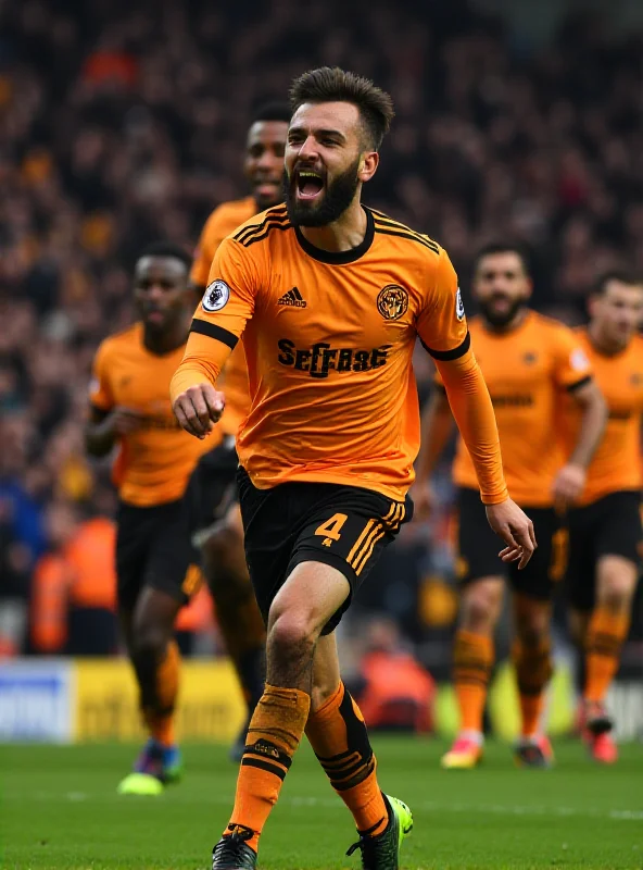 Matheus Cunha celebrating a goal with his teammates during an FA Cup match