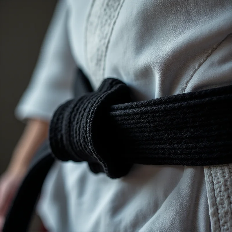 Close-up of a judo gi belt