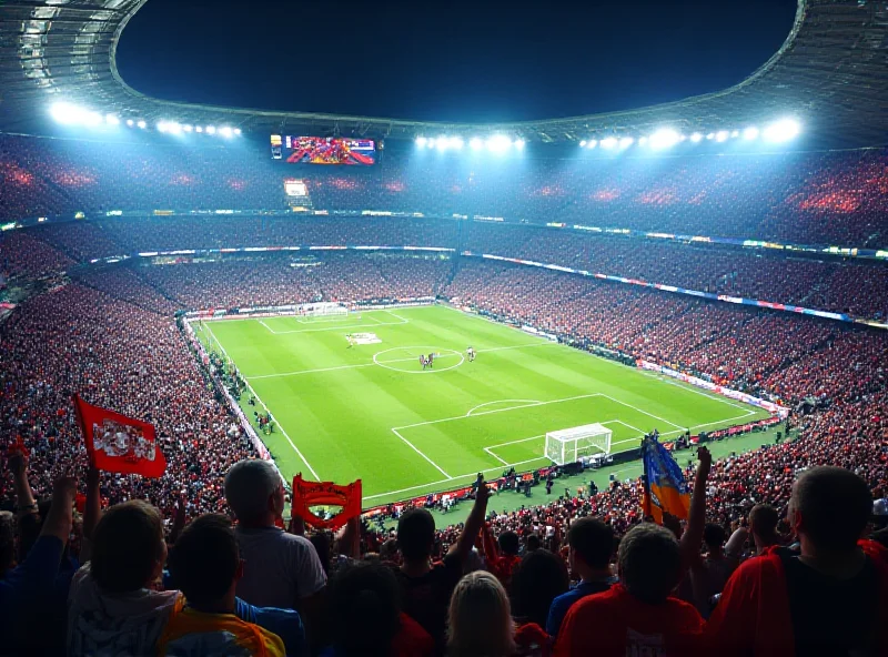 A stadium filled with cheering fans during the Club World Cup, with the FIFA logo prominently displayed.