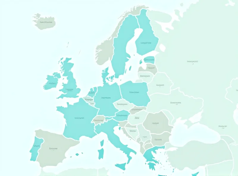 A map of Europe highlighting the European Union member states.