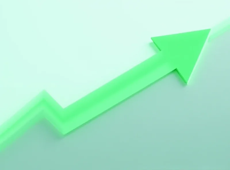 A upward trending stock chart with green arrows.