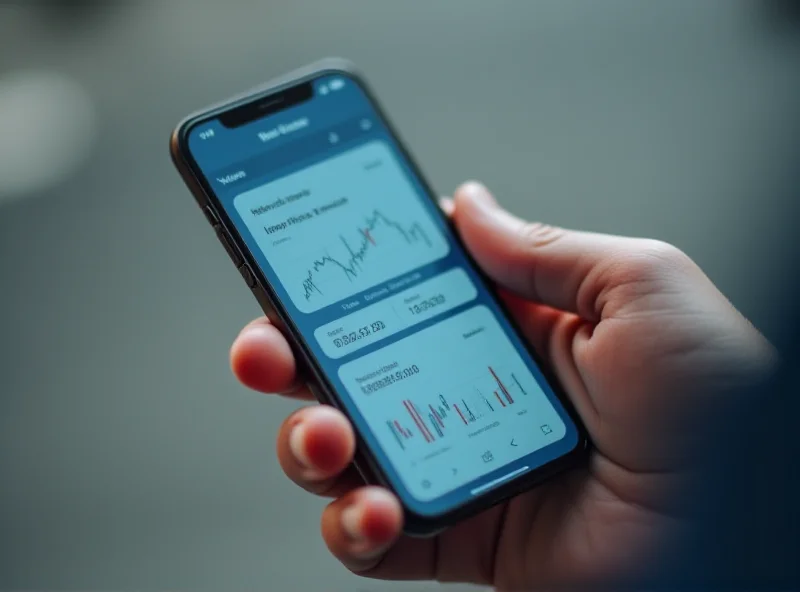 A person holding a smartphone with a financial app open.