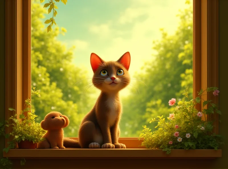 Scene from the animated film Flow, showing the cat protagonist in a heartwarming moment.