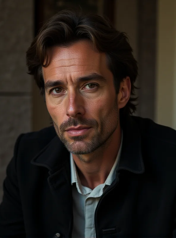 A portrait of Brazilian actor Selton Mello, looking contemplative and distinguished.