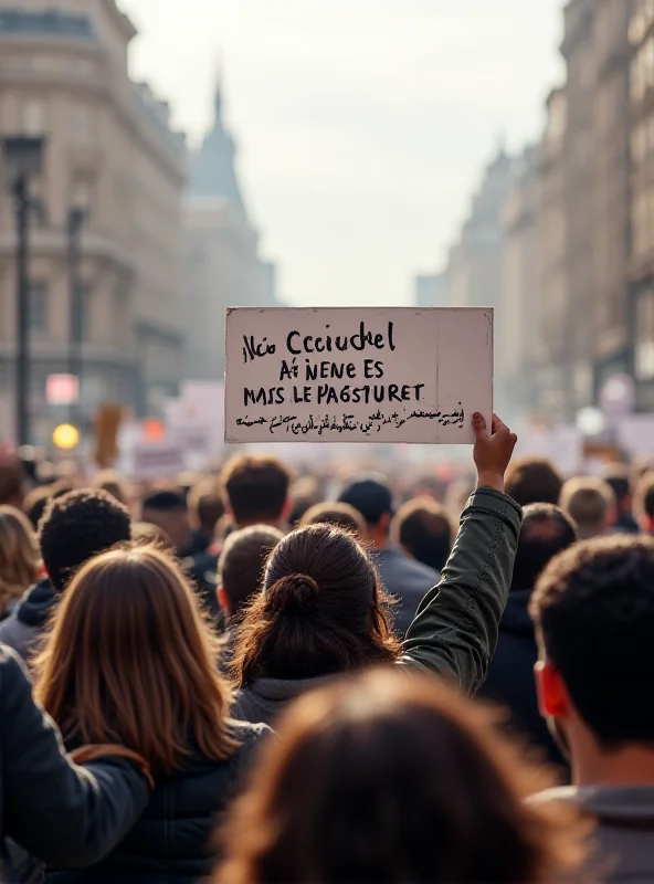 Image of a protest with signs about human rights and freedom of speech