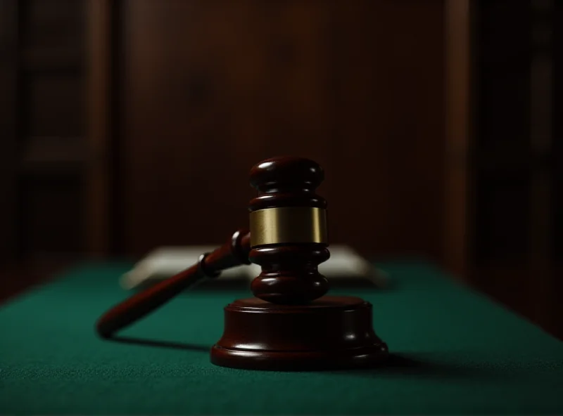 A gavel resting on a sound block in a French courtroom, symbolizing justice and legal proceedings.
