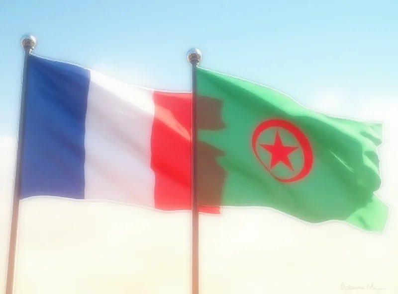 Image of a French and Algerian flag waving side-by-side