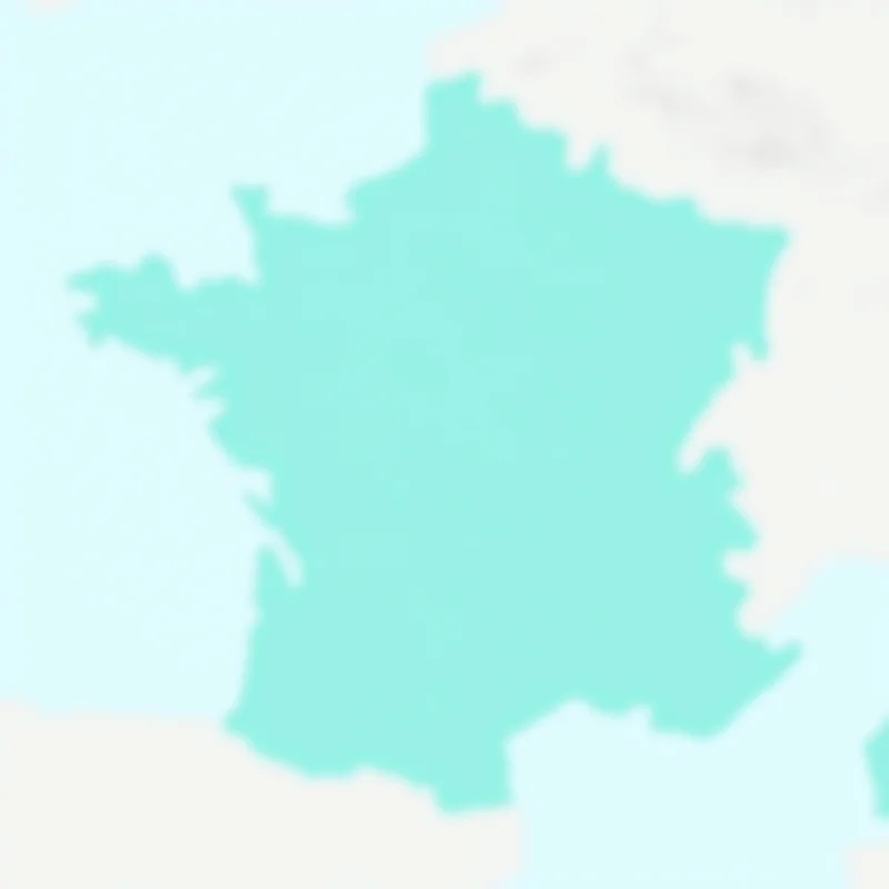 Image of a map showing the geographical locations of France and Algeria.