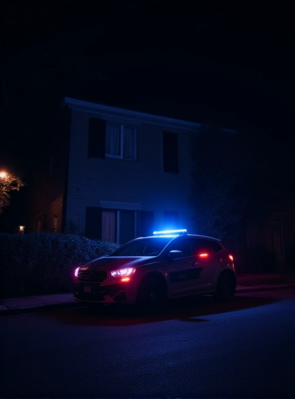An Italian police car parked in front of a house.