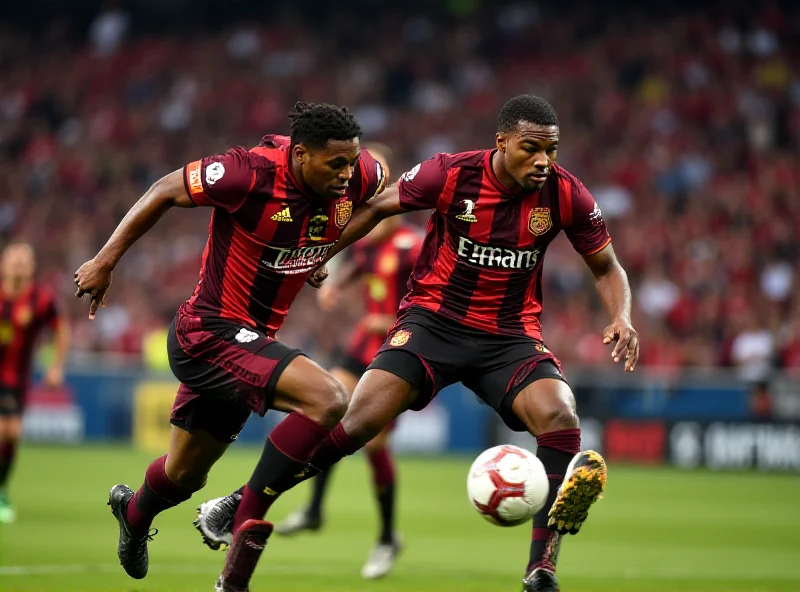 Soccer players battling for the ball during a Concacaf Champions Cup match