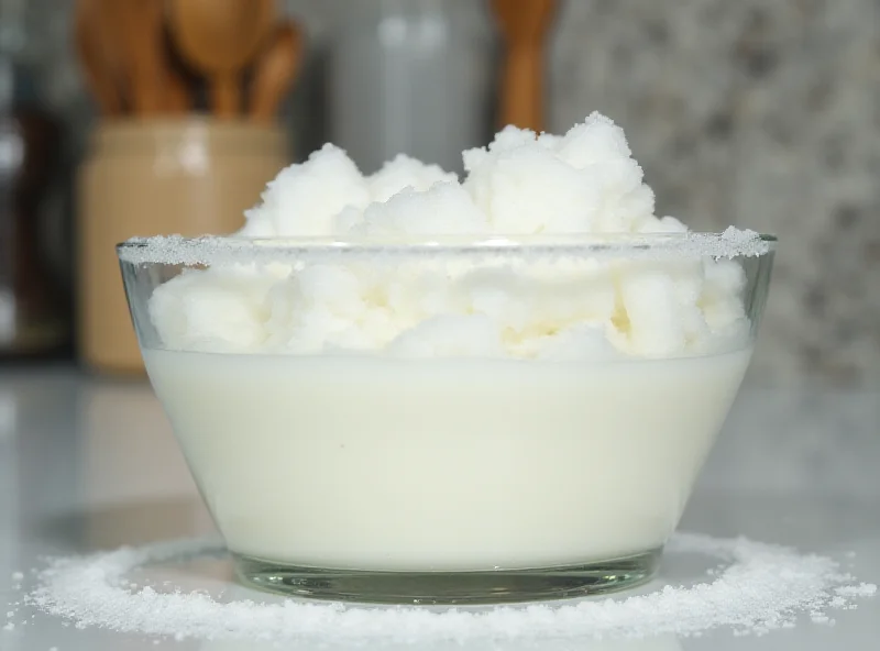 Frozen coconut milk in a container