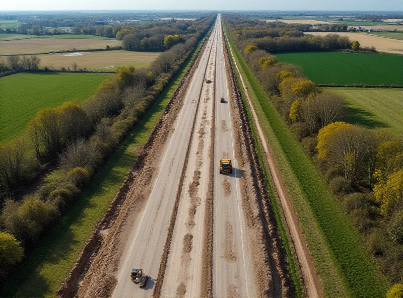 Aerial view of the A69 motorway construction site