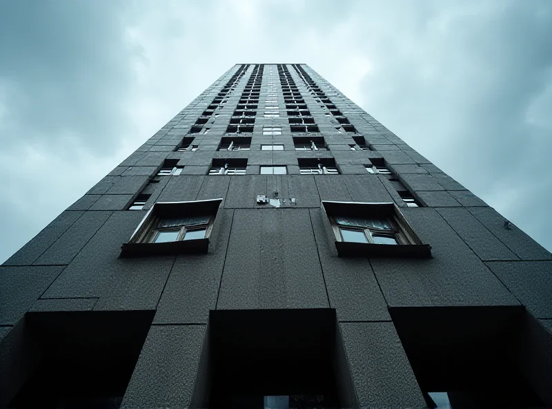 Illustration of the FTC building with a cloudy sky overhead, suggesting uncertainty.