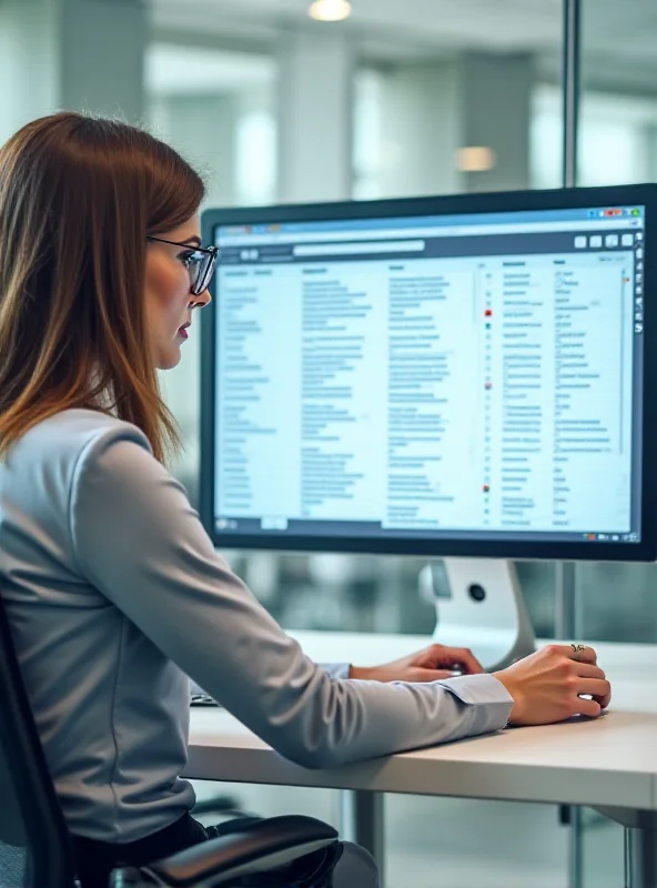 A woman using a risk assessment template on a computer.
