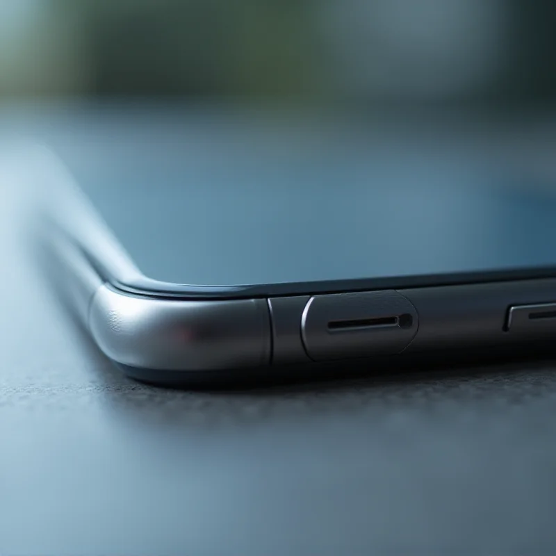Close-up shot of the side profile of a very thin smartphone, emphasizing its slim design, with a focus on the potential compromise on battery size