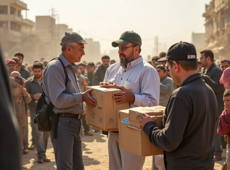 UNRWA aid workers distributing food in Gaza