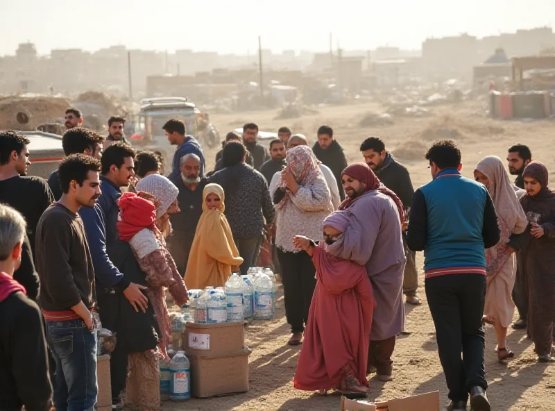 A group of aid workers distributing supplies in Gaza.