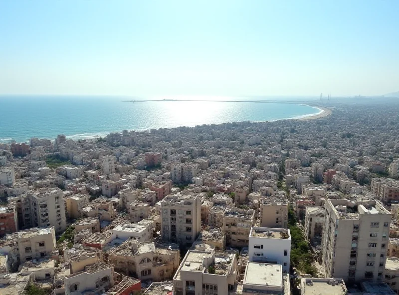 A panoramic view of Gaza, showing the density of buildings and the surrounding landscape.