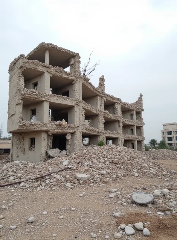 A destroyed building in Gaza, symbolizing the ongoing conflict and instability in the region.