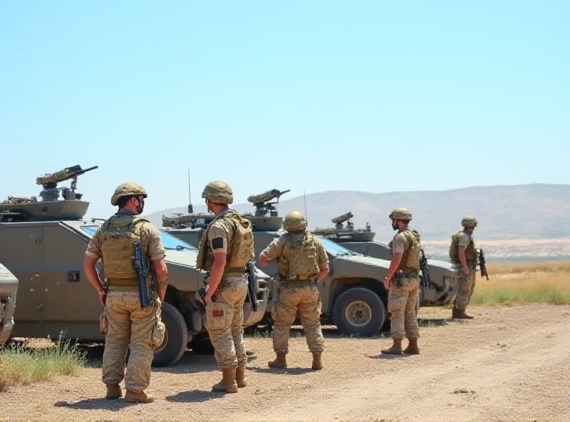 Israeli soldiers in armored vehicles near the Gaza border.