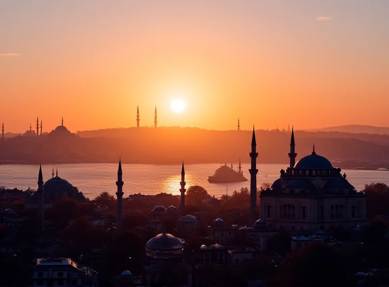 Aerial view of Istanbul at sunset