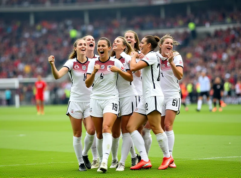 German women's national football team celebrating a goal