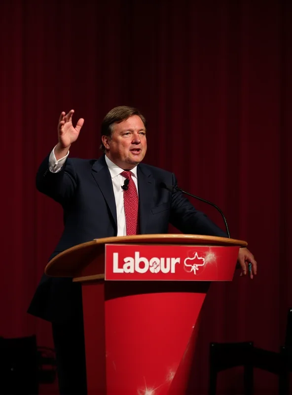 Keir Starmer giving a speech at a Labour party conference.