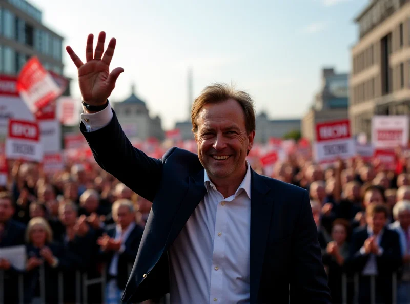 Peter Tschentscher waving to a crowd at an election rally.
