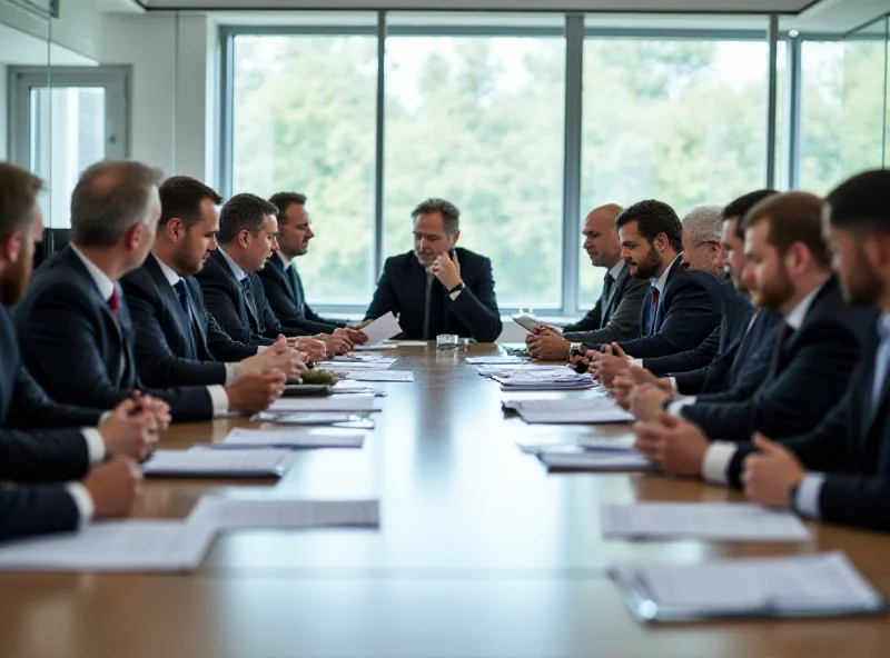 Negotiators meeting around a table, discussing coalition formation in Germany