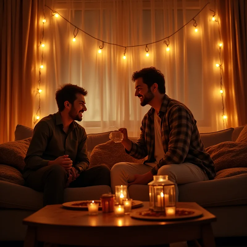 A Muslim family, including a father and son, celebrating Ramadan in their home in Germany.